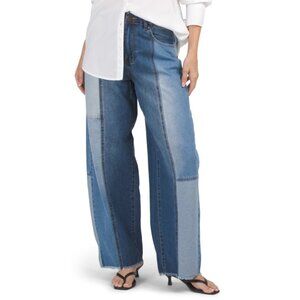 FLYING ANGEL Two Tone Patchwork Barrel Jeans